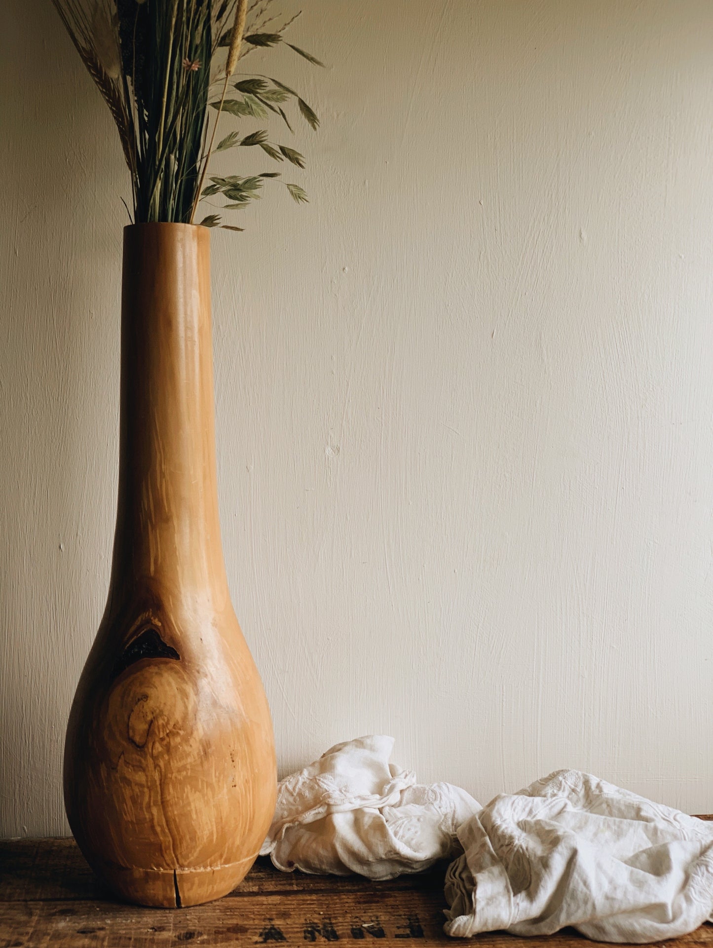 Antique Large Hand~carved Wooden Vase (UK shipping only)