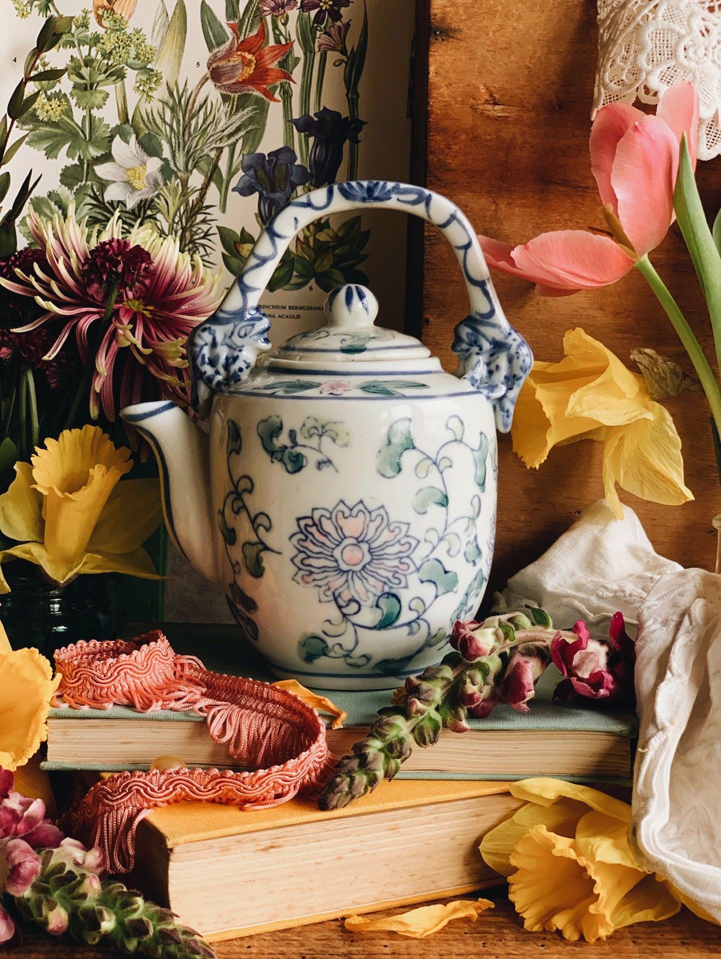 Antique Floral Ming Chinese Teapot