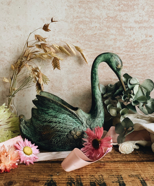Antique Copper Patina Swan