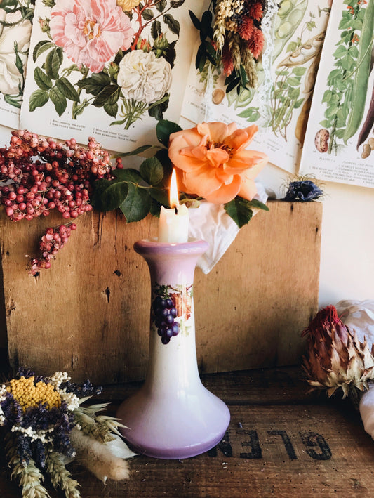 Purple Haze Grape Vine Ceramic Candle Stick