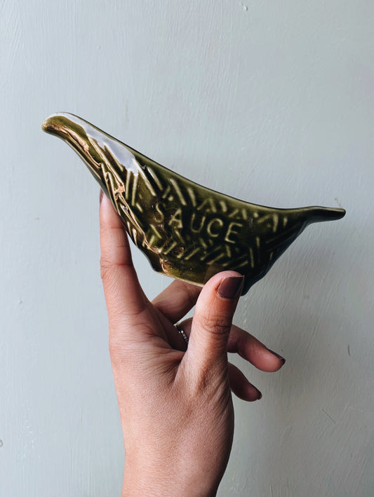 Vintage Green Crown Devon Sauce Boat