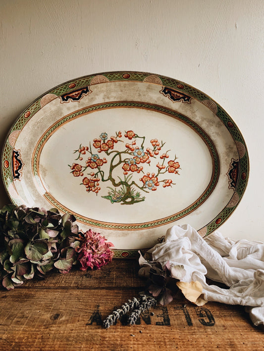 Extra Large Antique Decorative Serving Dish ~ crazing galore (UK shipping only)