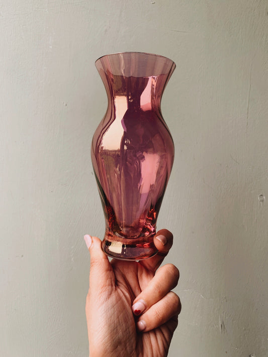 Purple Pink Iridescent Glass Vase