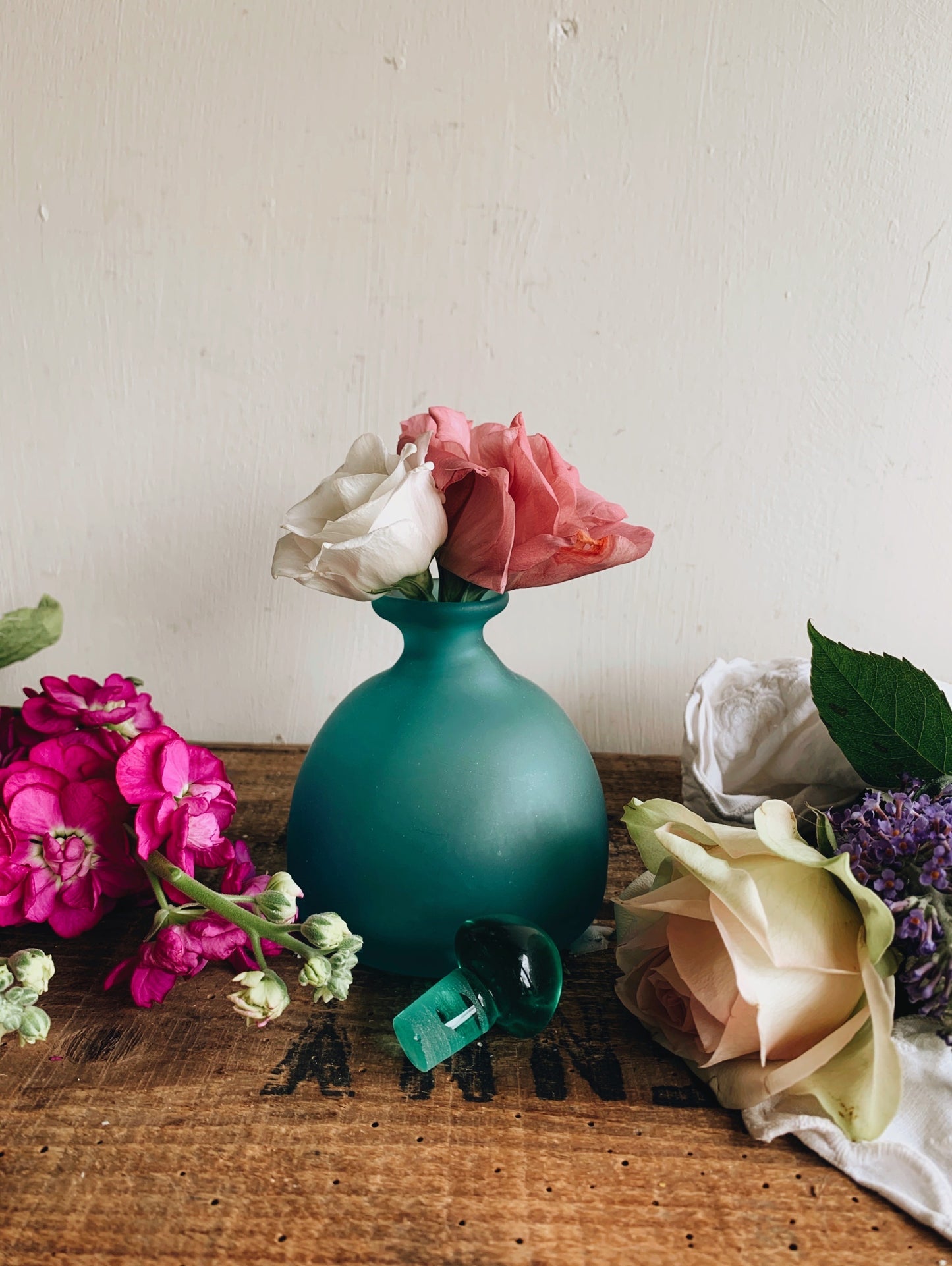 Vintage Glass Pot with Stopper