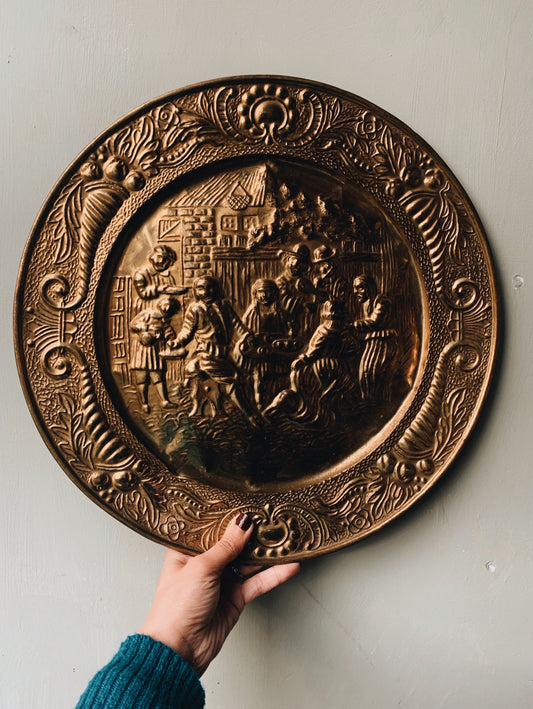 Vintage Tin Motif Narrative Wall Hanging