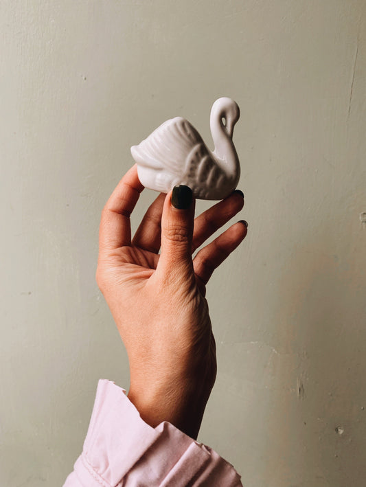 Vintage Ceramic Miniature Swan Planter