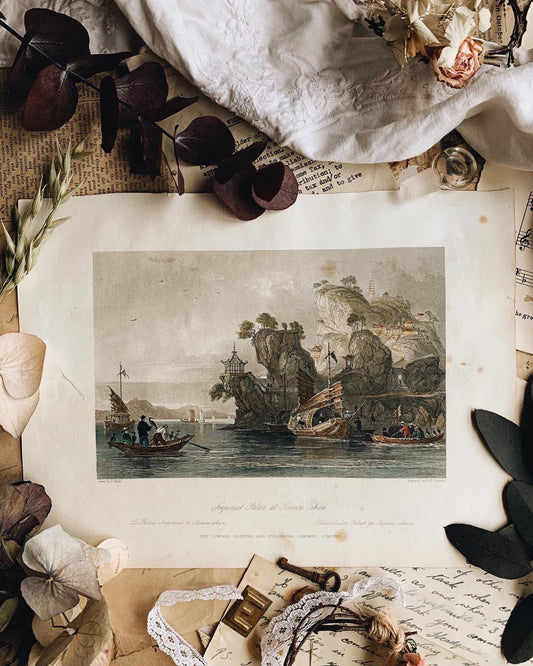 Antique Thomas Allom China Imperial Palace At Tseaou-Shan 1843 Engraving