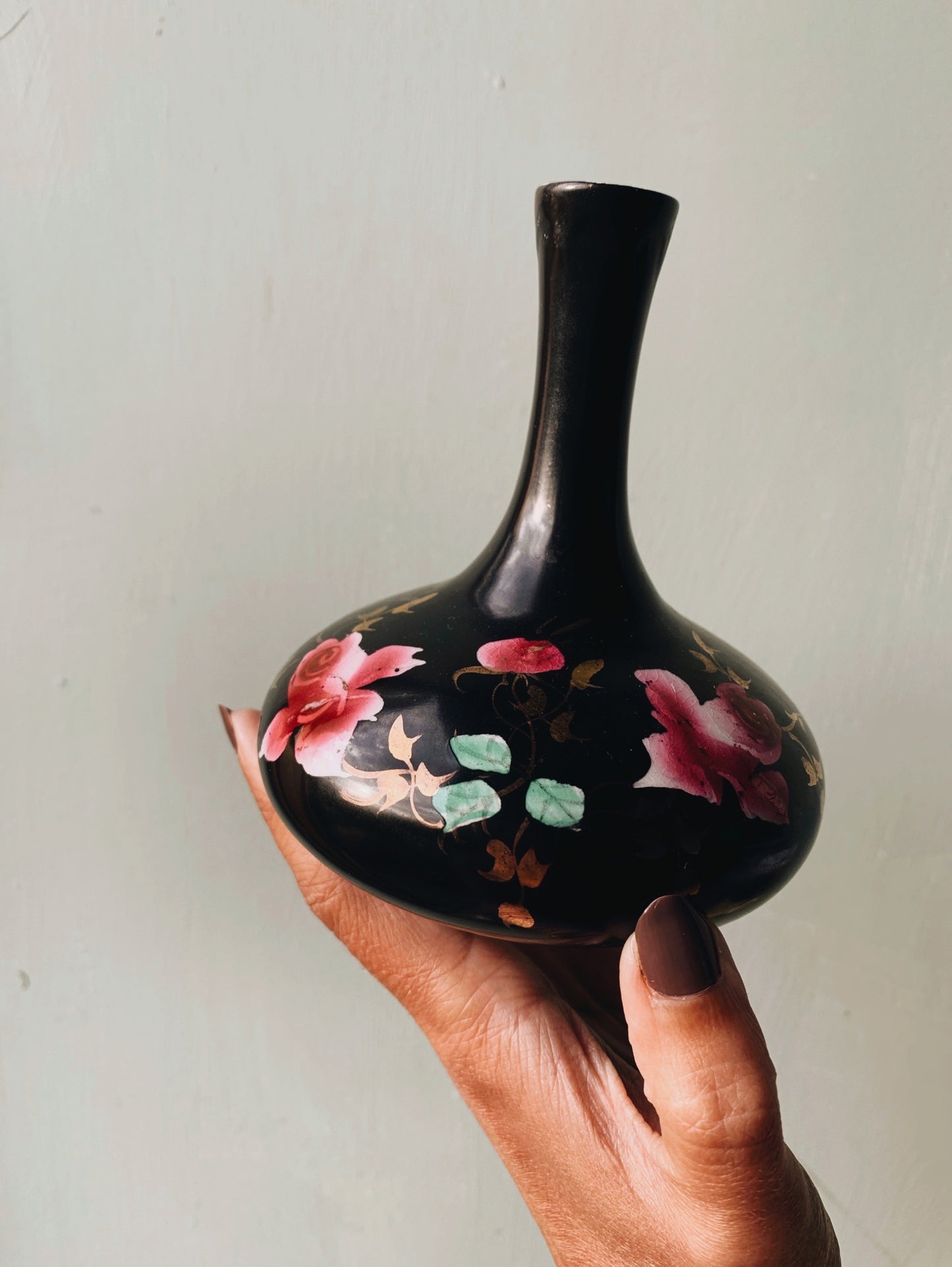 Vintage Black Rose Vase