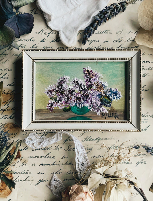 Vintage 1950’s Miller Floral Oil Painting Framed