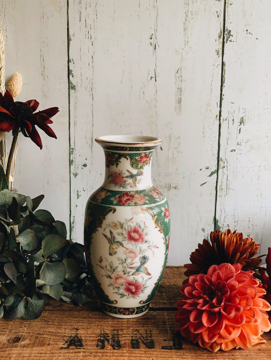 Vintage Floral Decorative Bird Vase