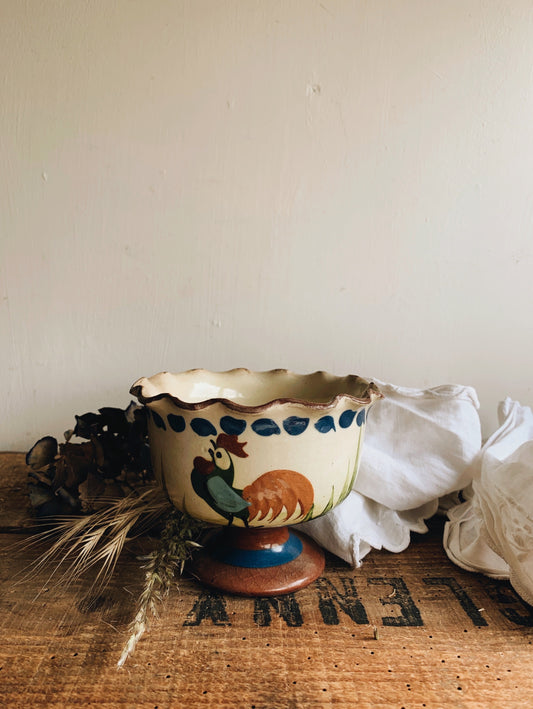 Rustic Hand~thrown Cockerel Sugar Bowl