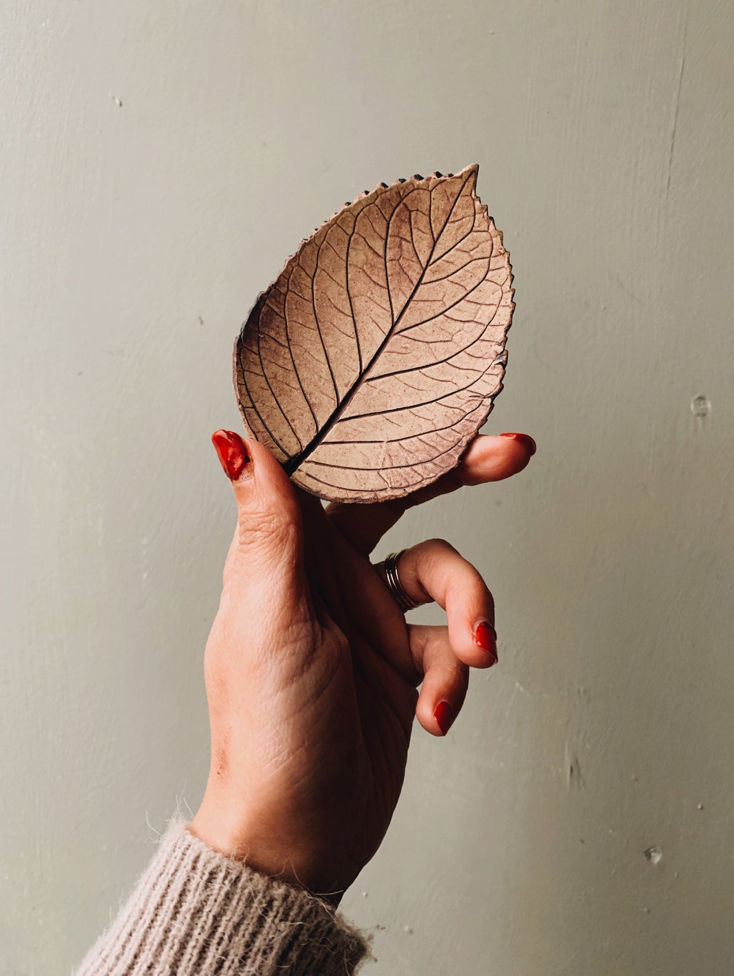 A Pair of Ceramic Leaf Print Dishes