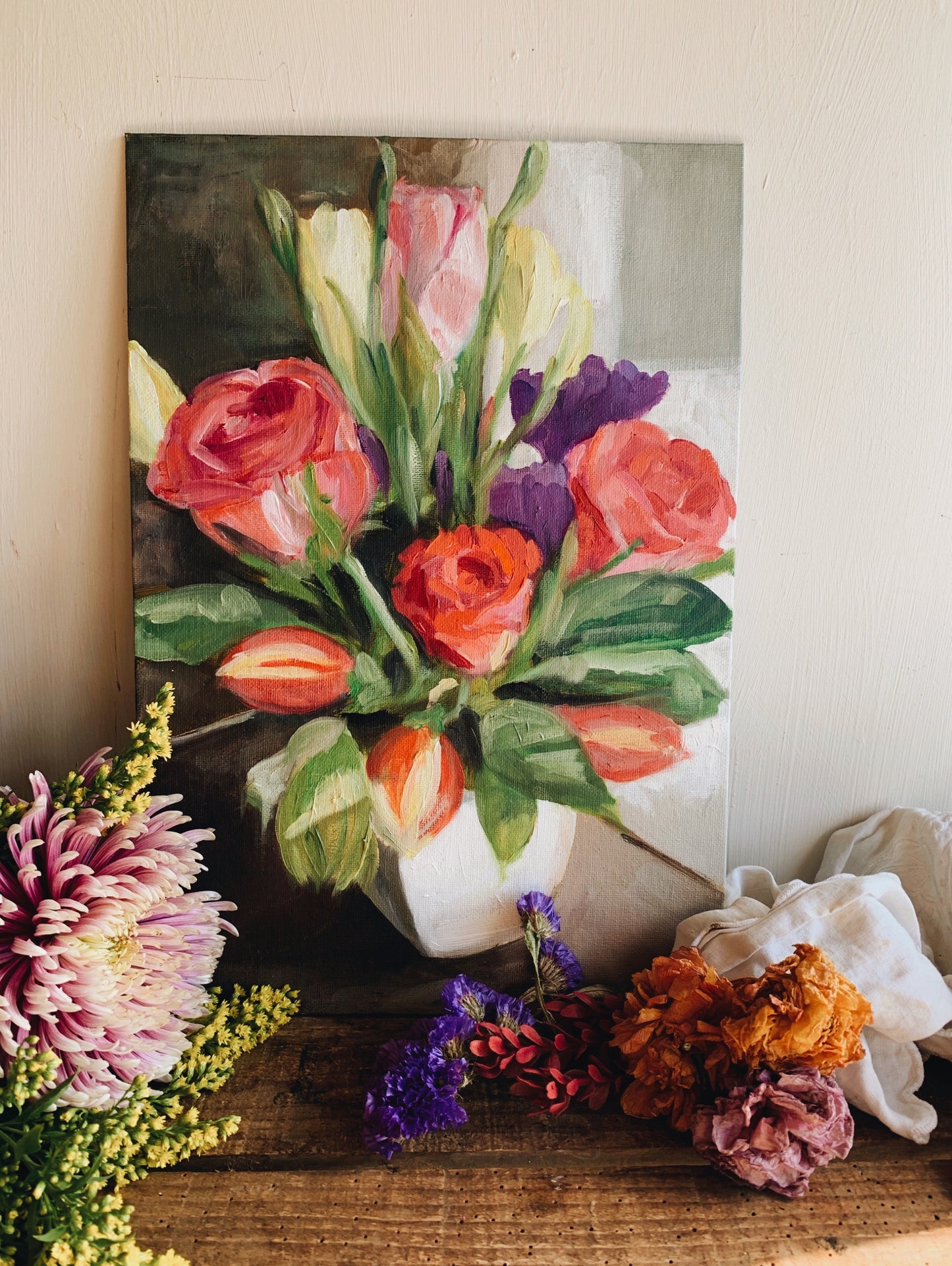 Floral Painting on Board