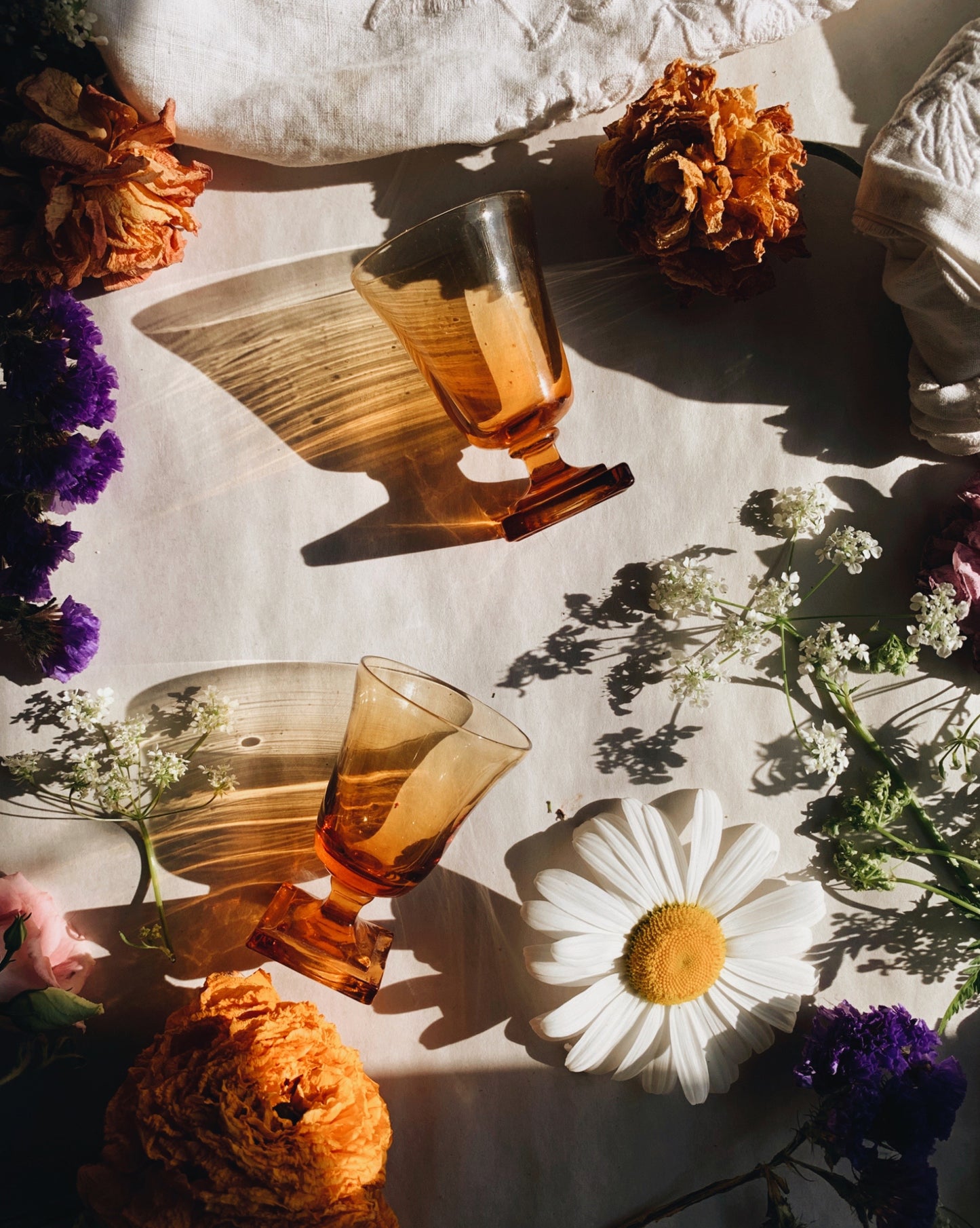 Two 1790’s Amber Orange Shot Glasses