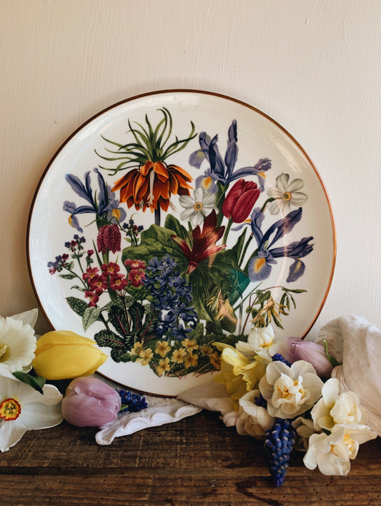 Vintage 1970’s Franklin Porcelain Royal Horticultural April Floral Plate (UK shipping only)
