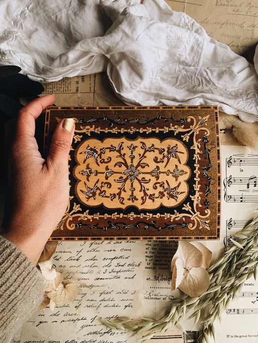 Vintage Wooden Parquet Floral Book