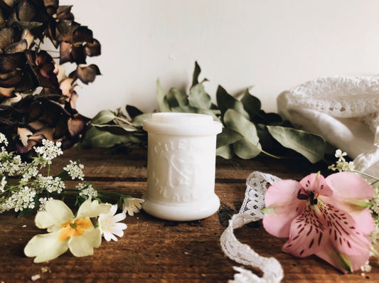 Antique Parisian Creme Malaceines White Glass Pot - Stone & Sage 