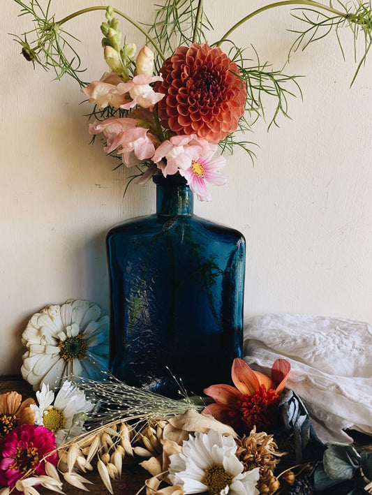 Vintage French Large Blue Bottle