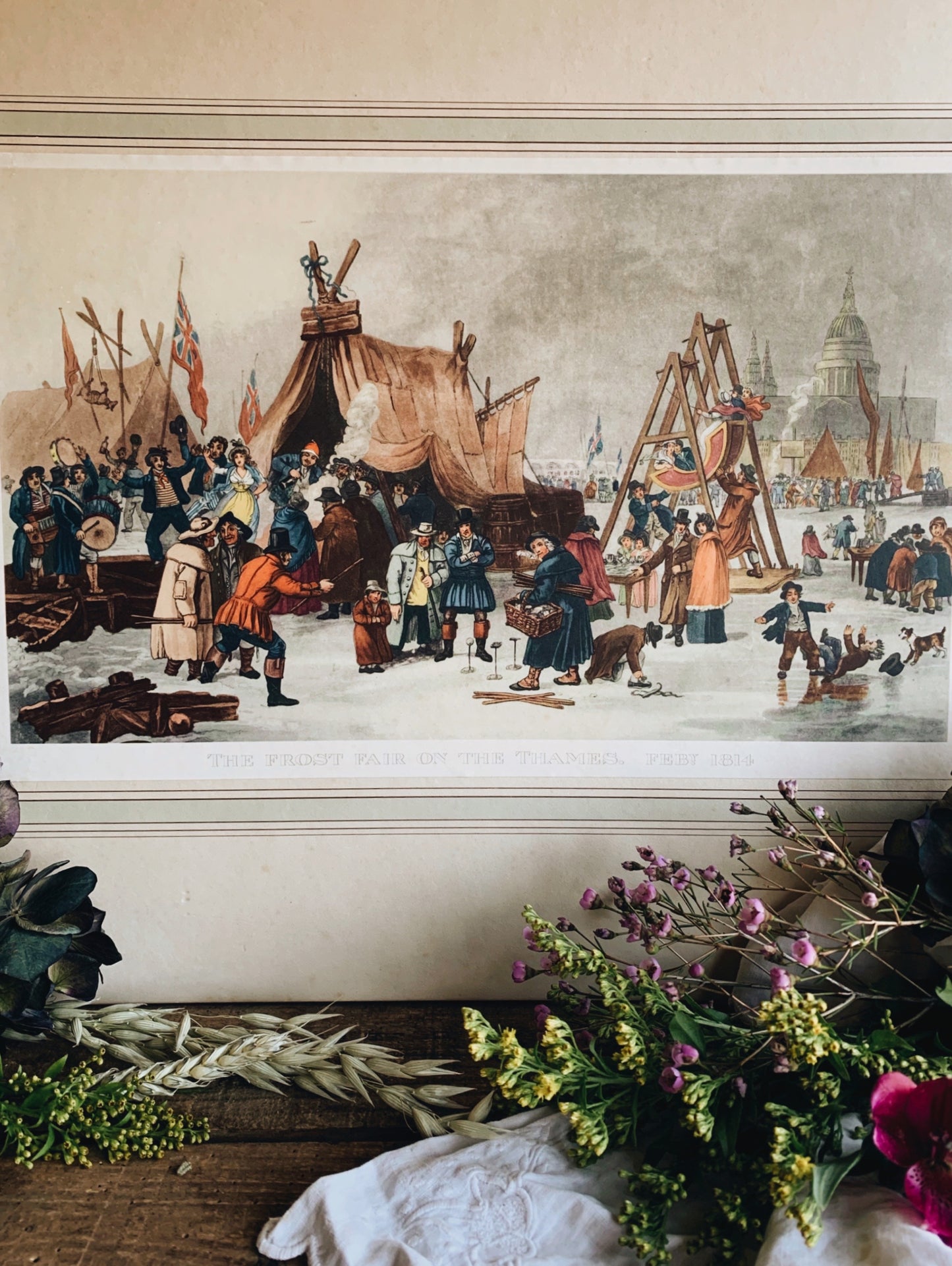 Extra Large Vintage Print ~ The Frost Fair On The River Thames (UK shipping only)