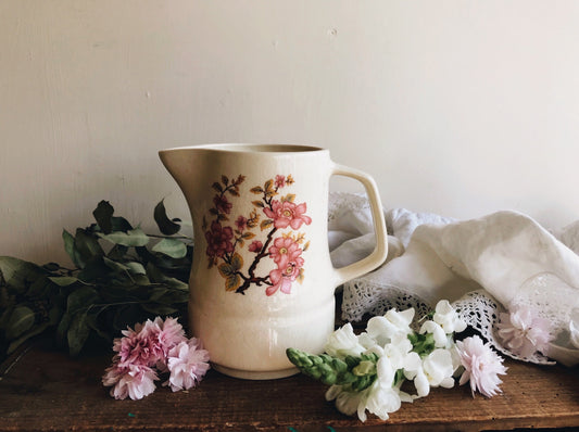 Vintage Pink Floral Jug - Stone & Sage 