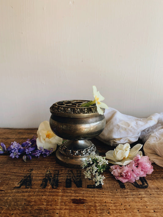 Antique Frog Post Vase ~ with relief detailing & stamped