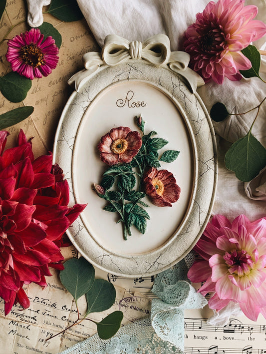 Vintage Rose Relief Artwork (hanging)