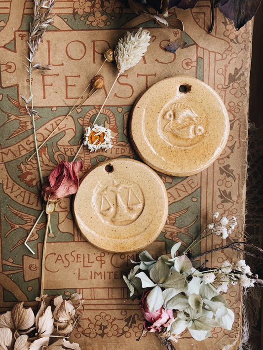 Two Decorative Star Sign Ceramic Decorations