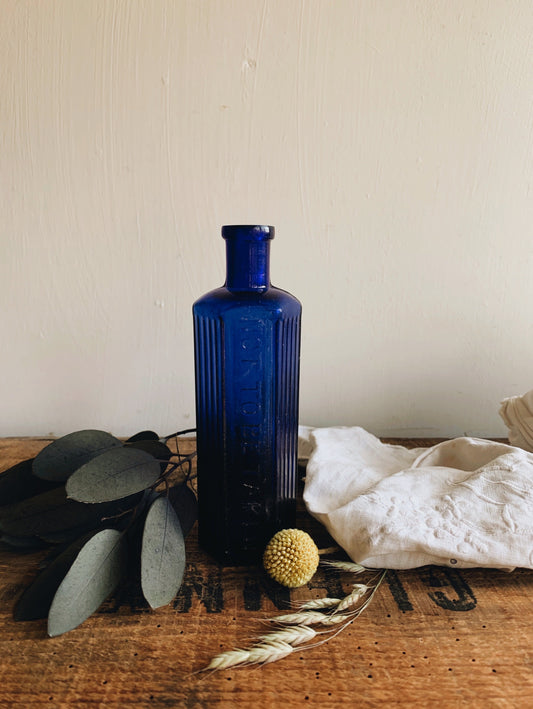 Antique Cobalt Blue Apothecary Bottle ~ not to be taken monogramed