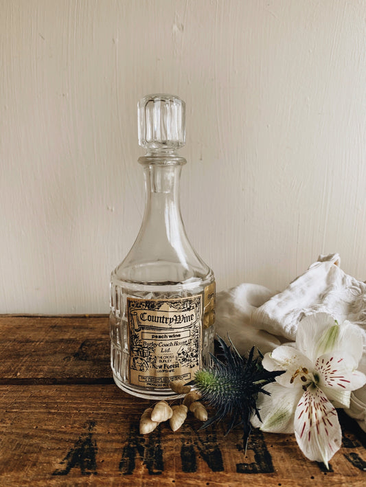 Vintage Country Peach Wine Bottle & Stopper