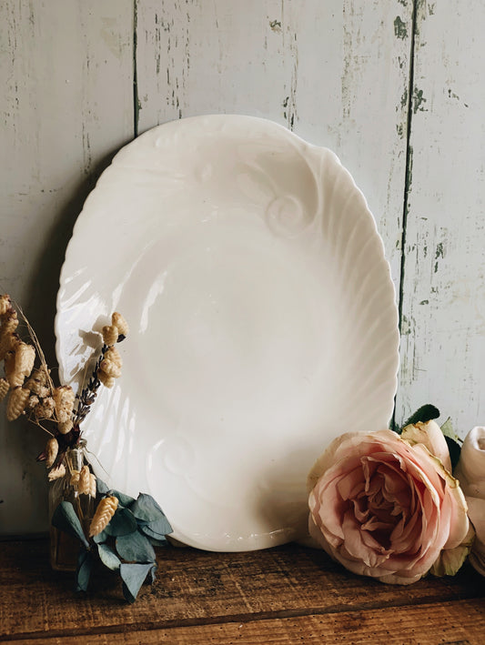 Antique Art Deco White Swirl Dish