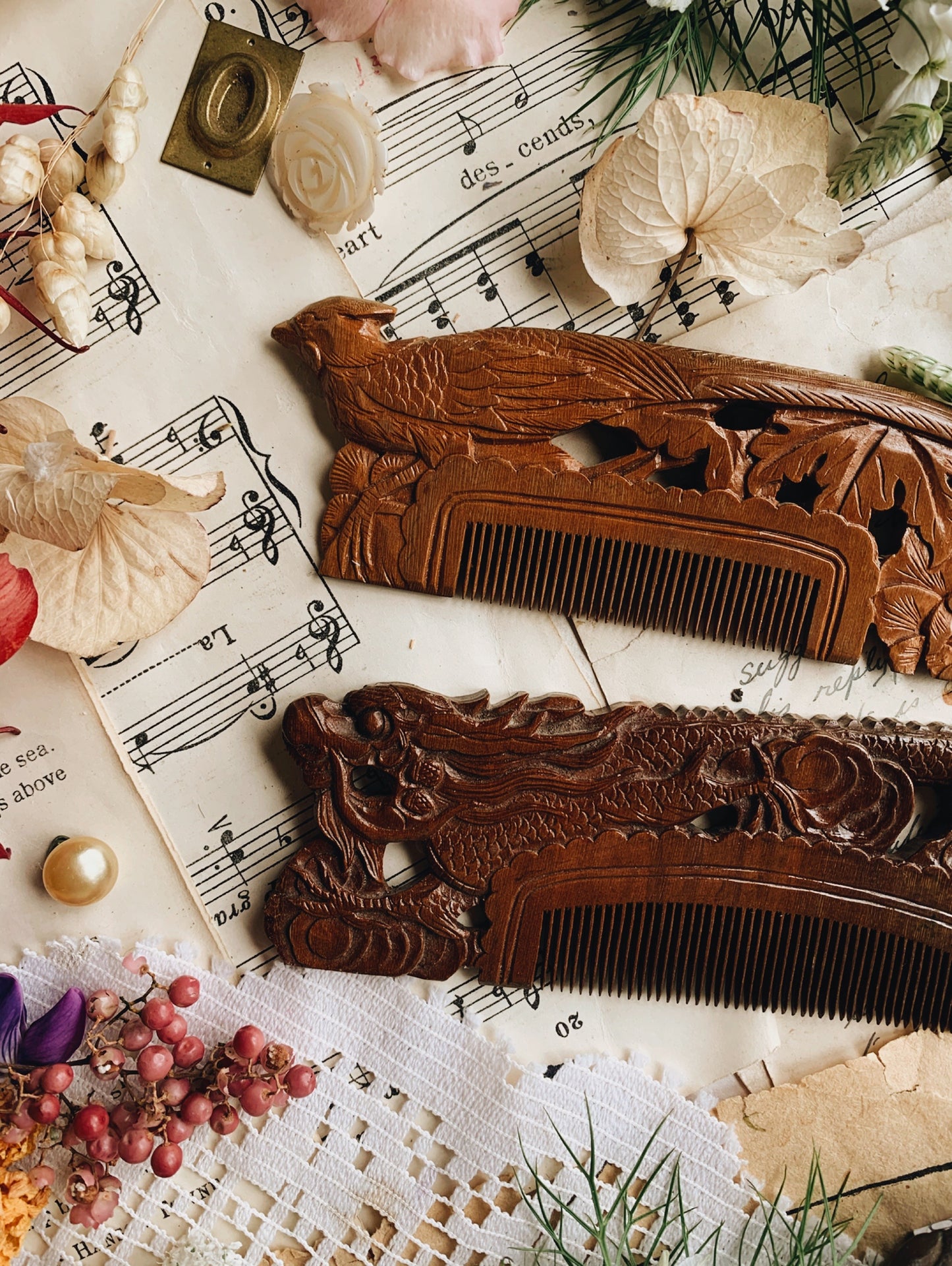 Vintage Wooden Hair Combs (sold separately)