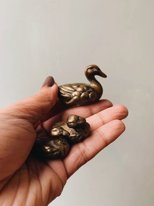 Three Vintage Brass Birds (family)