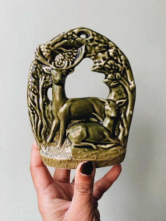 Vintage Green Fallow Deer (Norfolk pottery) Wall Motif