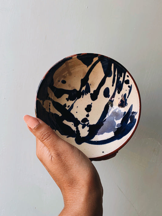 Vintage Blue Terracotta Hand~thrown Bowl