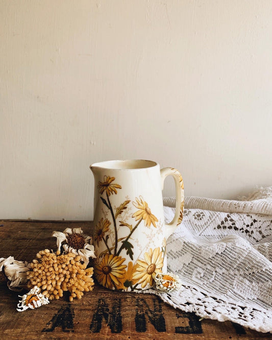 Antique Yellow Floral Jug
