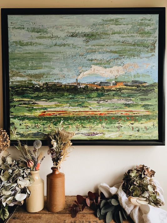 Abstract Oil & Acrylic Landscape Framed (UK shipping only)