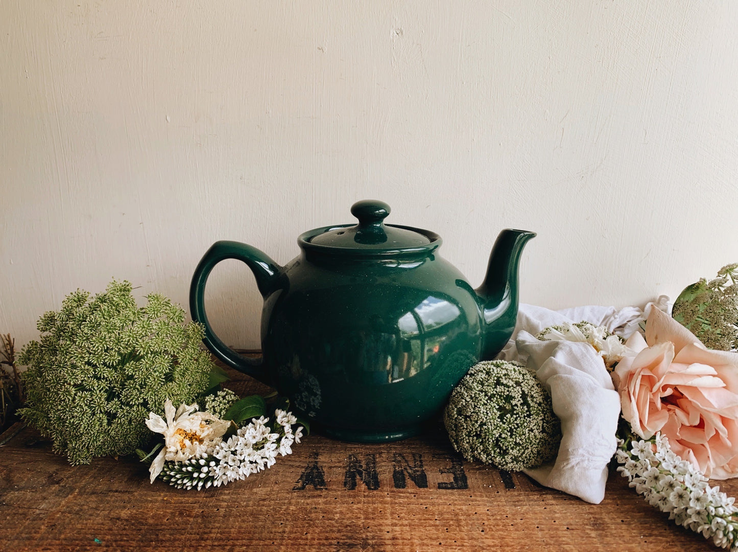Vintage Green Ceramic Teapot