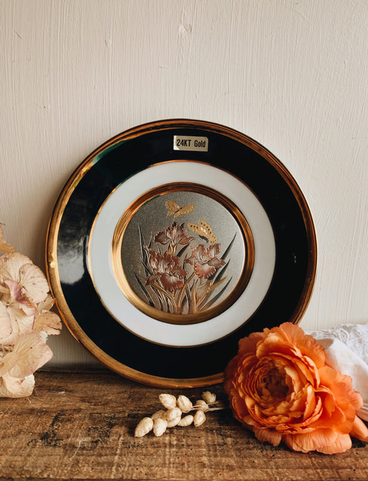 Vintage Chokin 24kt Gold Butterfly Plate