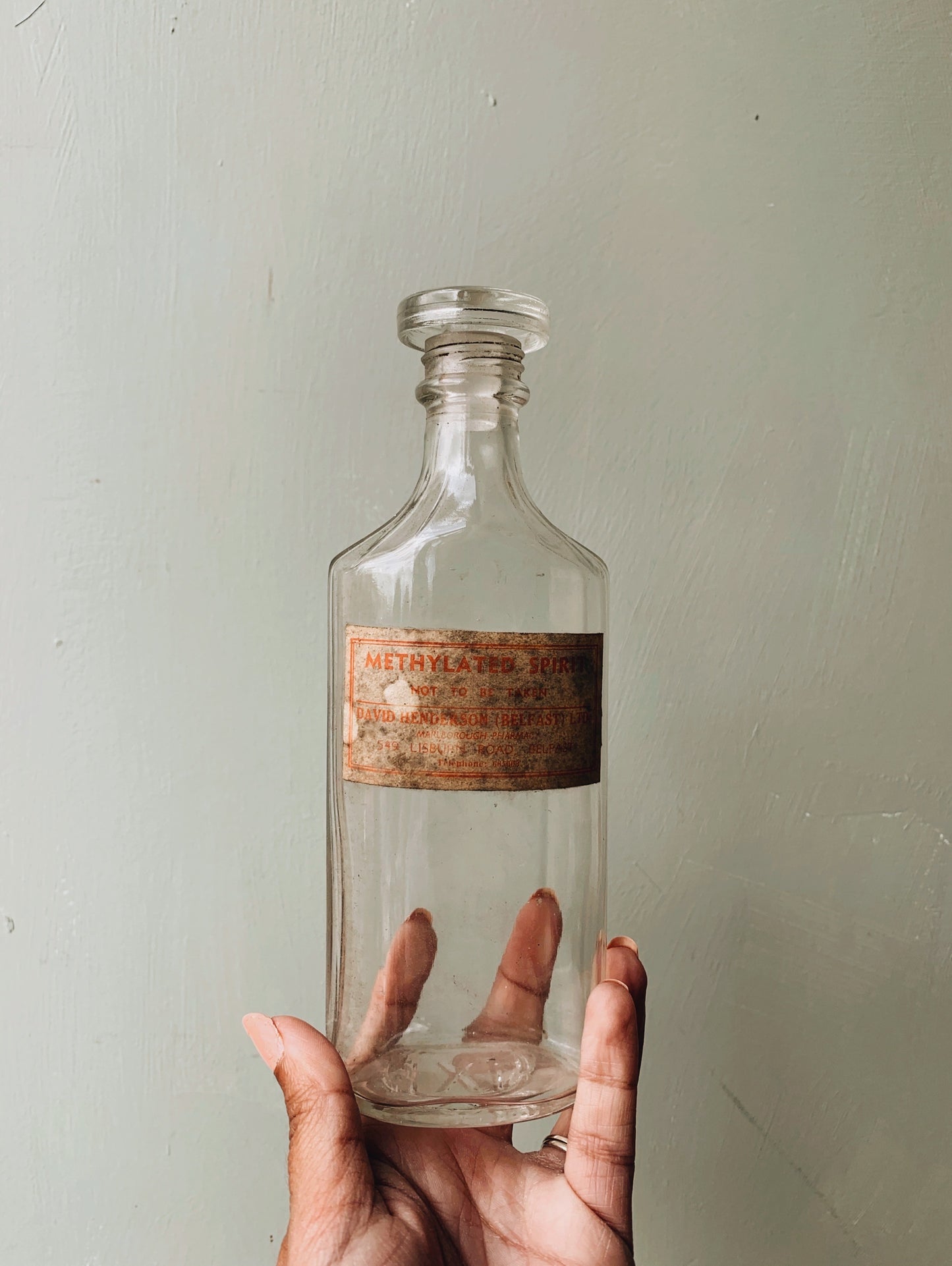 Antique Large Methylated Spirit Bottle with Stopper