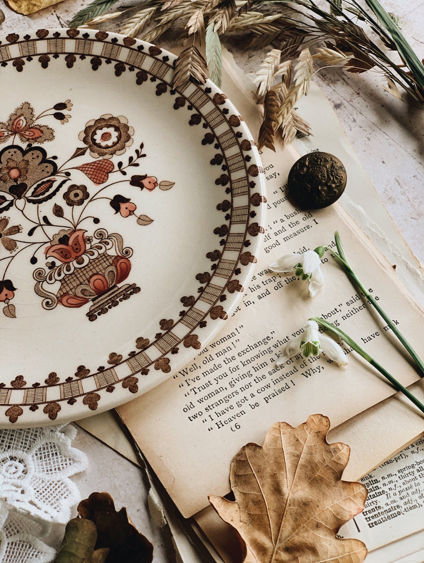 Retro Staffordshire Floral Plate