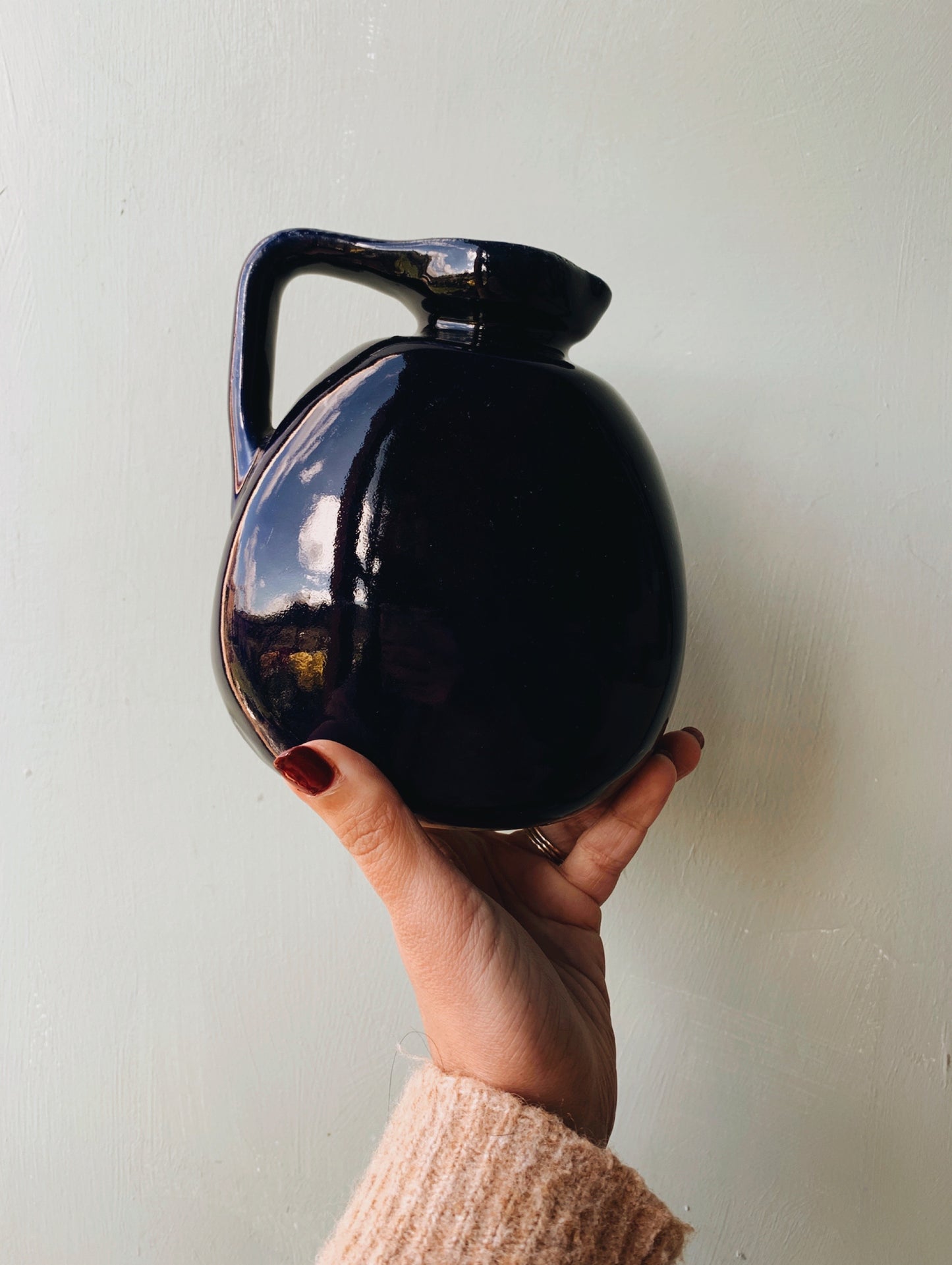 Vintage Cobalt Blue Ceramic Pitcher