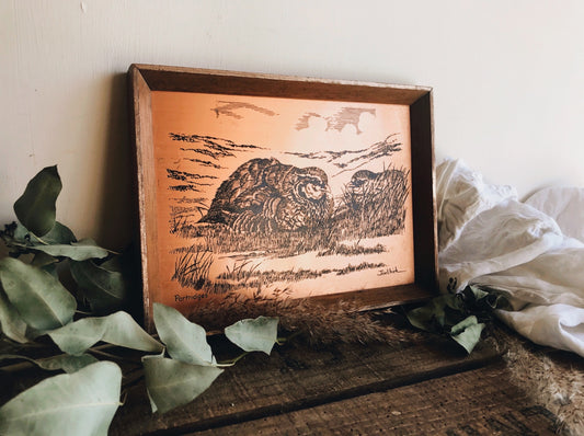 Vintage Partridges Copper Etching - Stone & Sage 