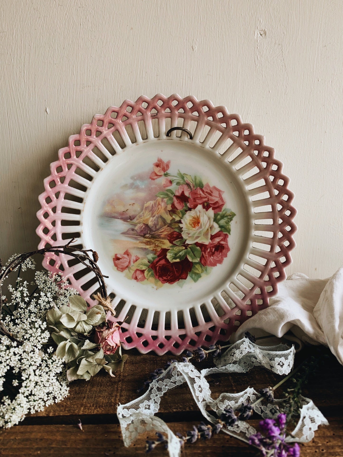 Vintage Rose Decorative Plate