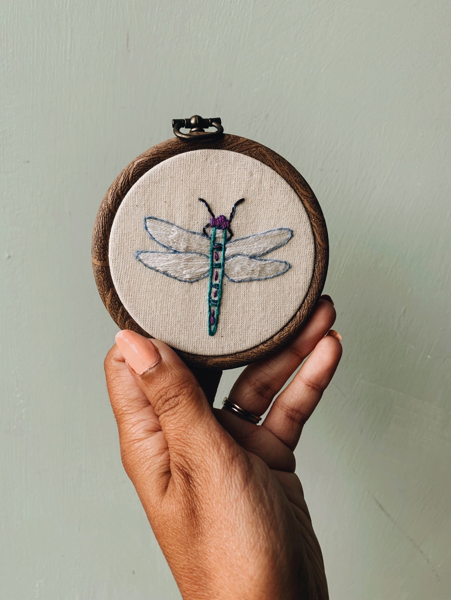 Vintage Dragonfly Embroidery Hoop / Hanging