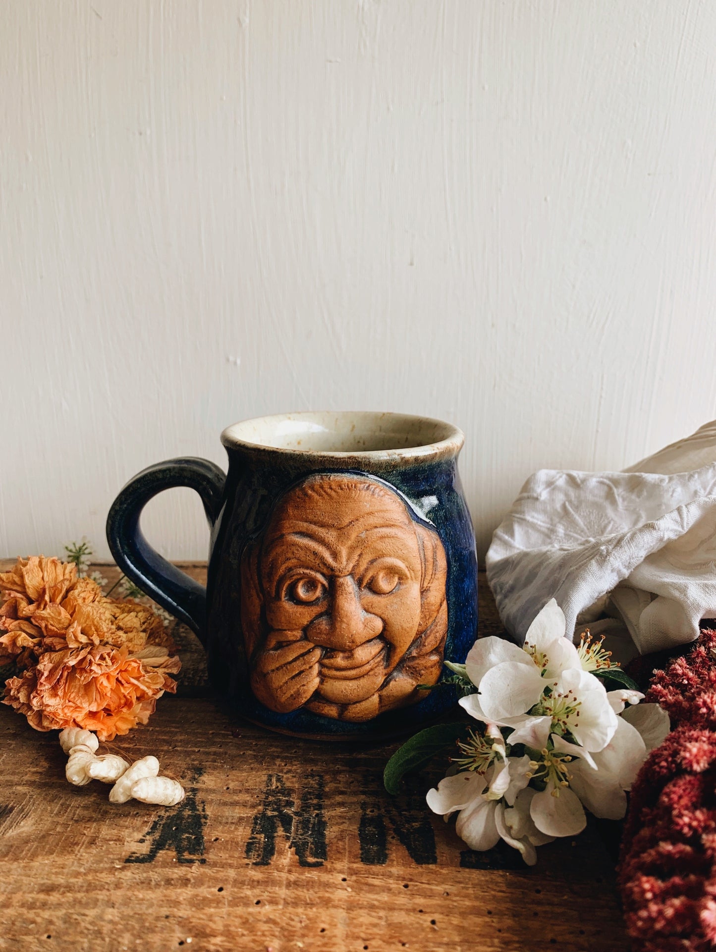 Rustic Hand~thrown Blue Glazed Mug