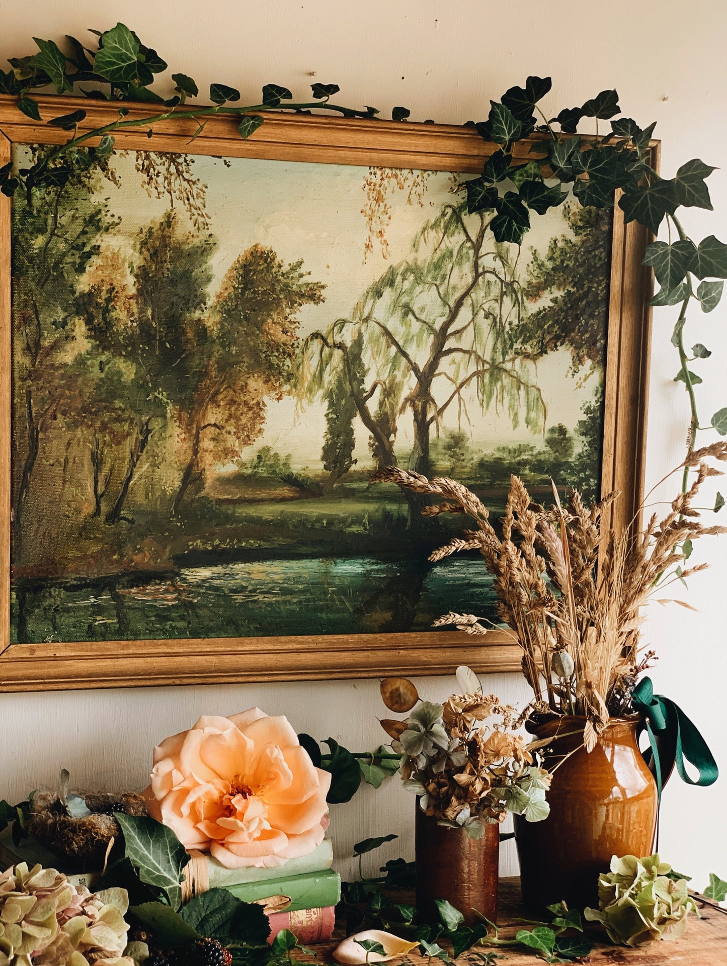 Vintage Landscape Canvas Framed ~ signed (UK shipping only)