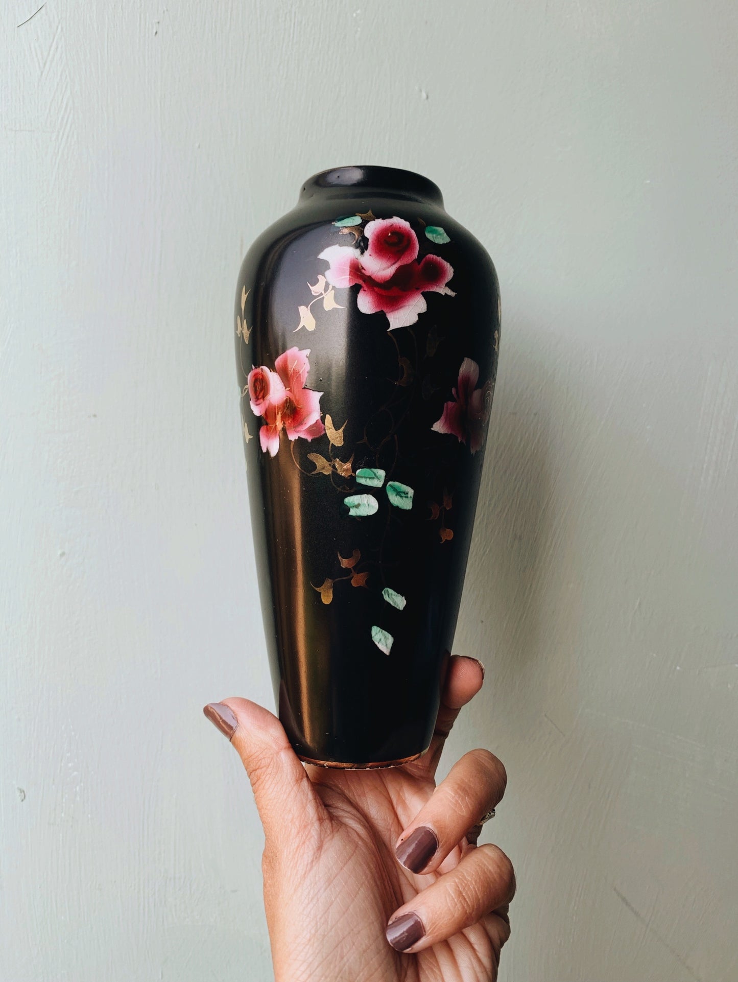 Vintage Black Rose Vase