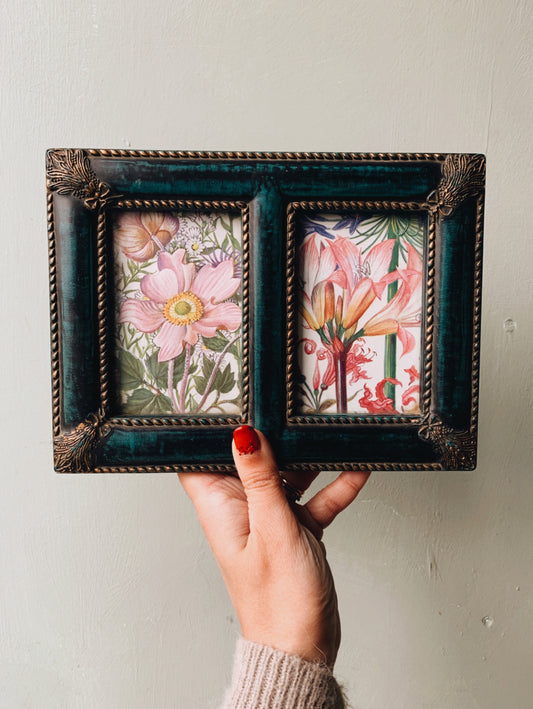 Vintage Green & Bronze Detailing ~ with Two 1960’s Floral Bookplates