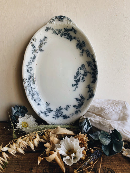 Antique Porcelain Ford Sandon Blue Floral Dish