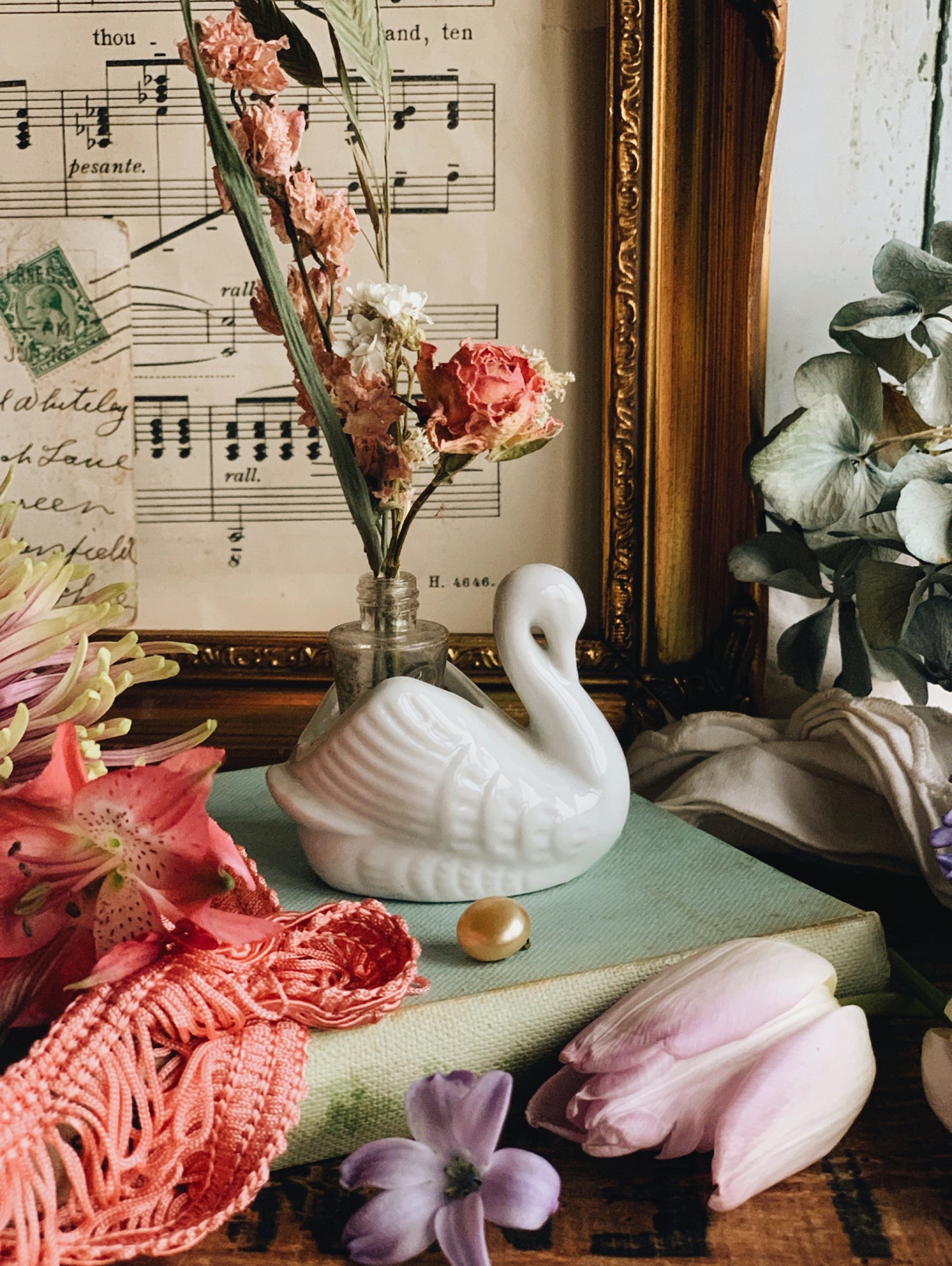 Vintage Ceramic Miniature Swan Planter